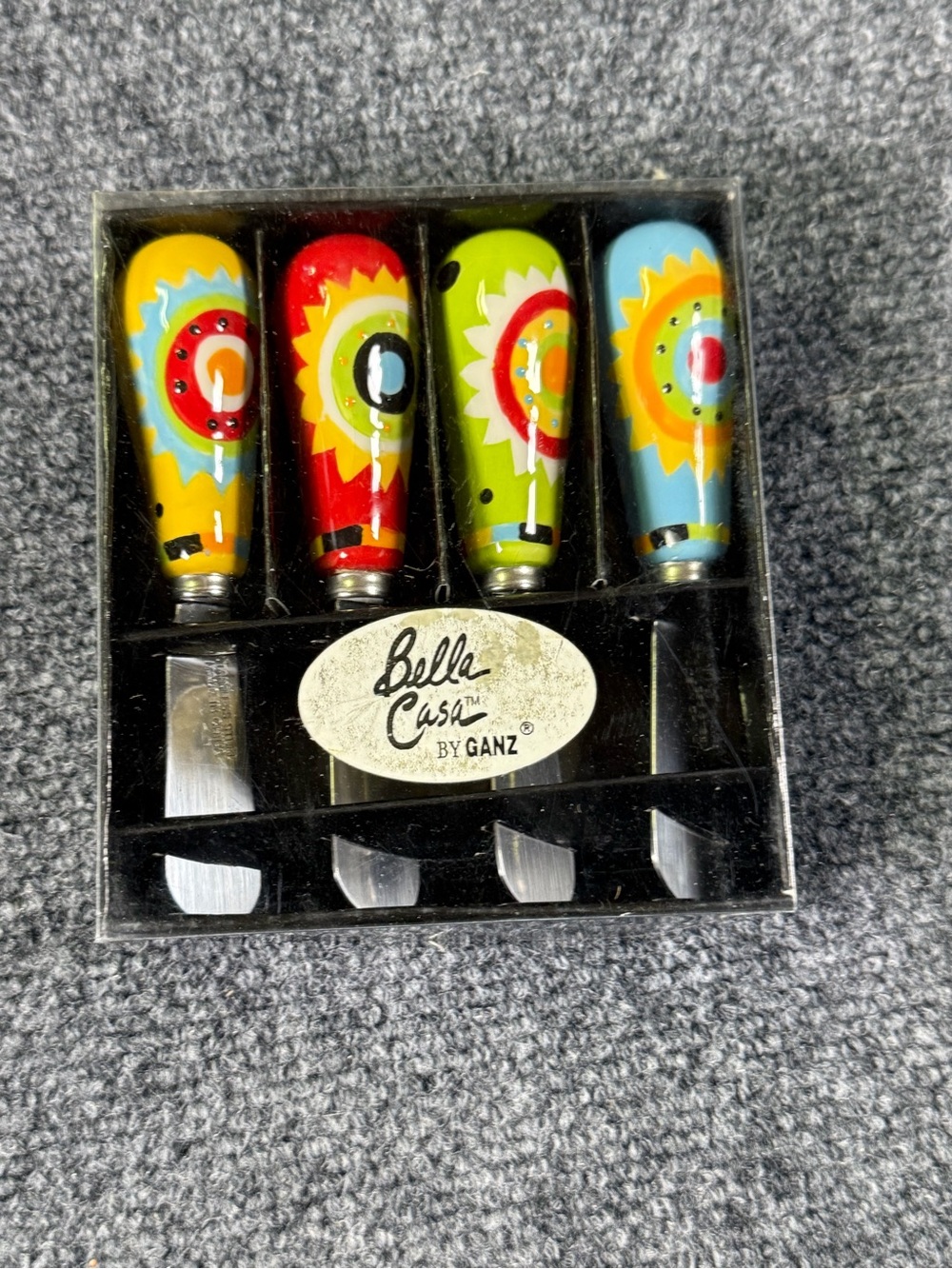 Bella Casa by Ganz Colorful Ceramic Cheese Spreaders 🧀 NIB